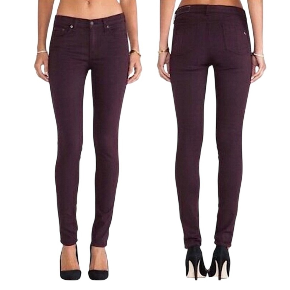 Rag & Bone Mid-Rise Skinny Legging Jeans in Wine, Size 27, Stretch Casual